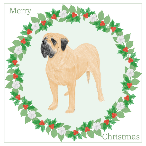 Mastiff Christmas Card Choice of 3 Card Designs Single or Multi Pack