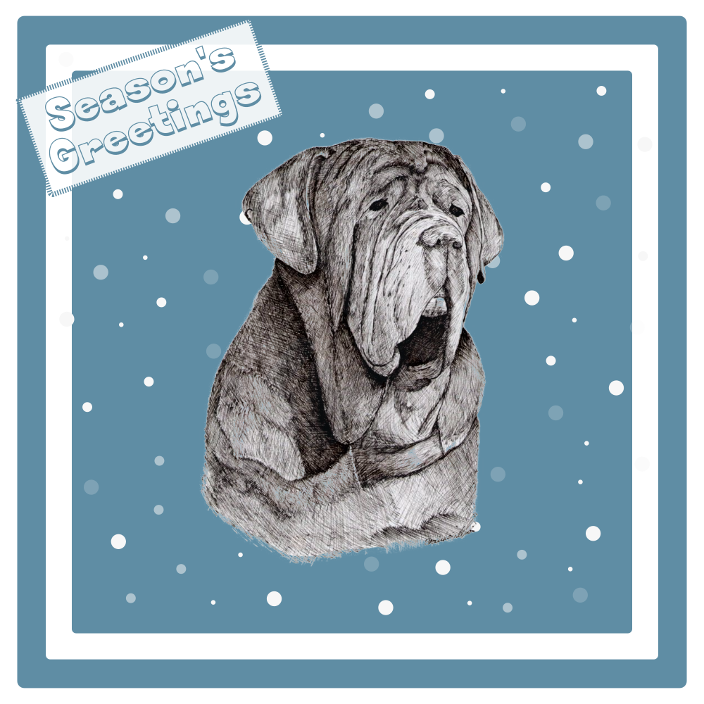Neapolitan Mastiff Christmas Card Choice of 3 Card Designs Single or Multi Pack