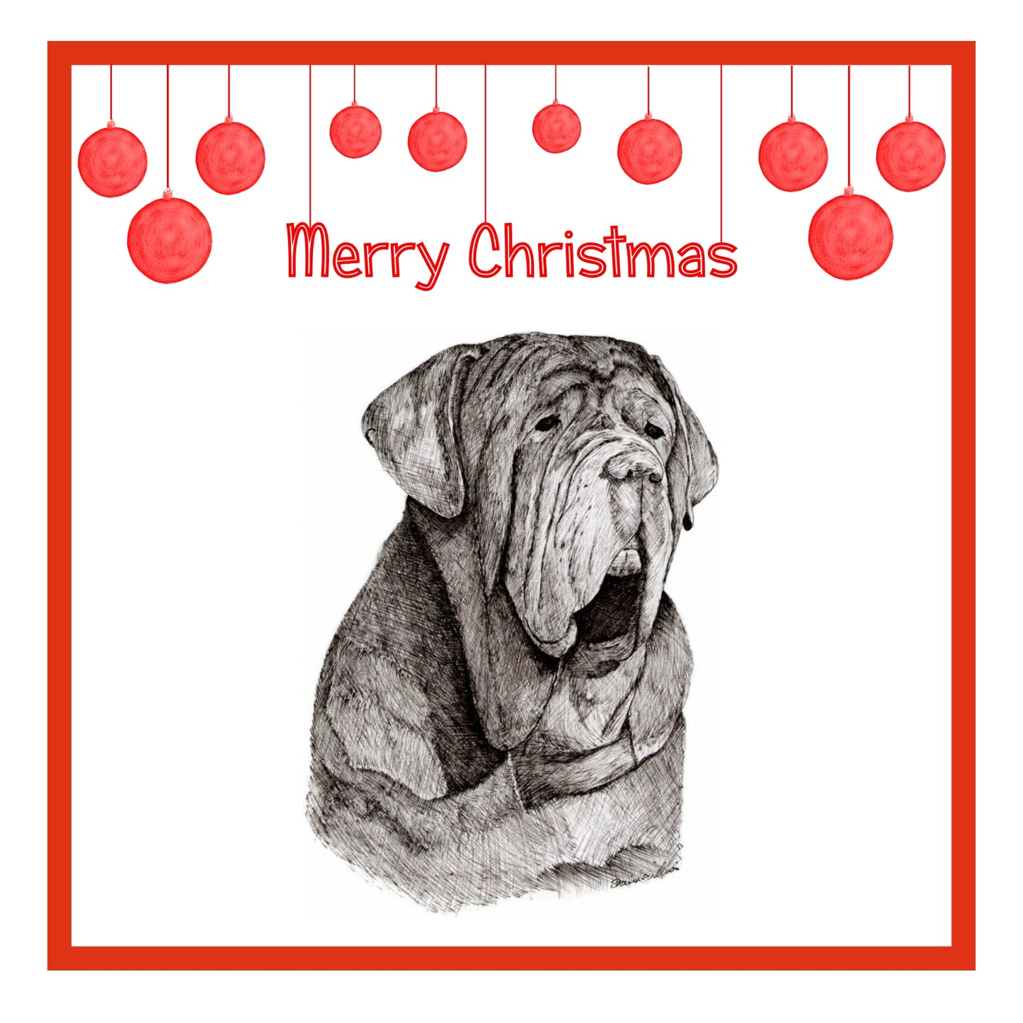 Neapolitan Mastiff Christmas Cards Pack of 6