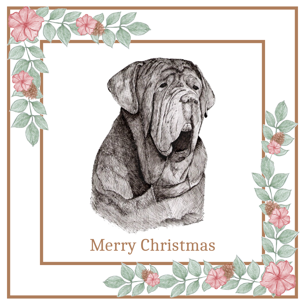 Neapolitan Mastiff Christmas Card Choice of 3 Card Designs Single or Multi Pack