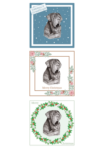 Neapolitan Mastiff Christmas Card Choice of 3 Card Designs Single or Multi Pack