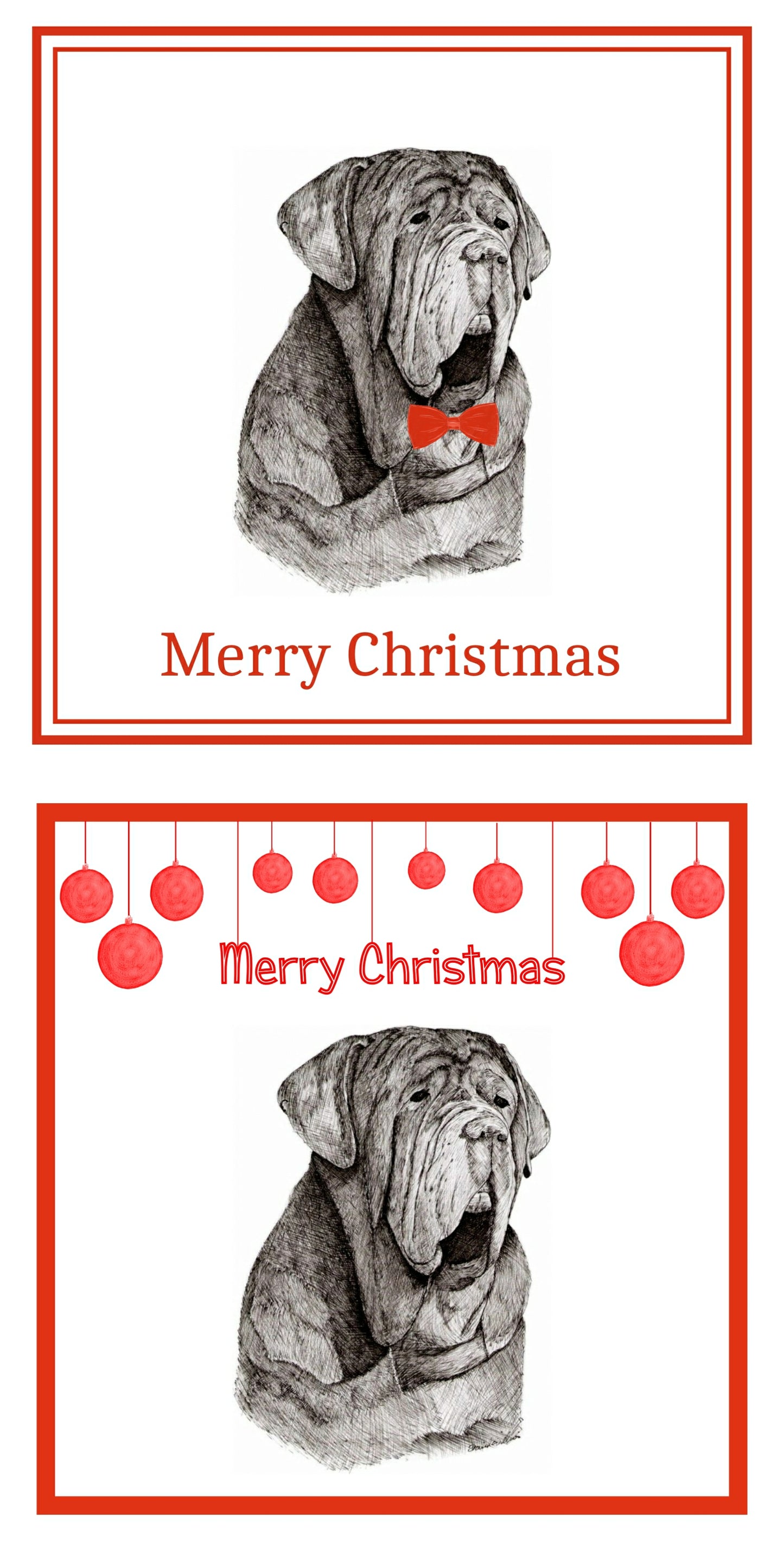 Neapolitan Mastiff Christmas Cards Pack of 6