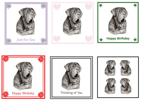 Neapolitan Mastiff Greeting Card Choice of 6 Designs BIRTHDAY, THINKING OF YOU, BLANK