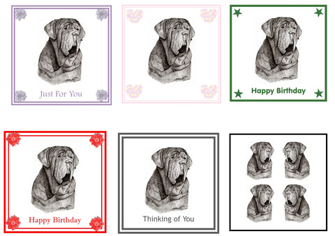 Neapolitan Mastiff Greeting Card Choice of 6 Designs BIRTHDAY, THINKING OF YOU, BLANK