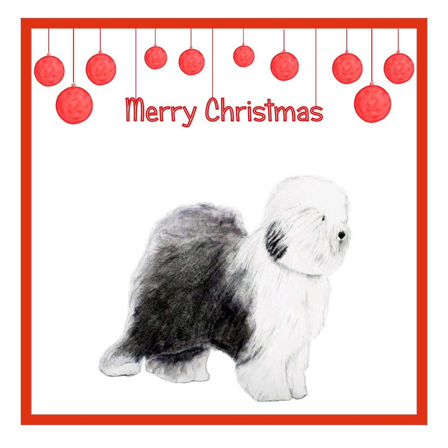 Old English Sheepdog Christmas Card Choice of 3