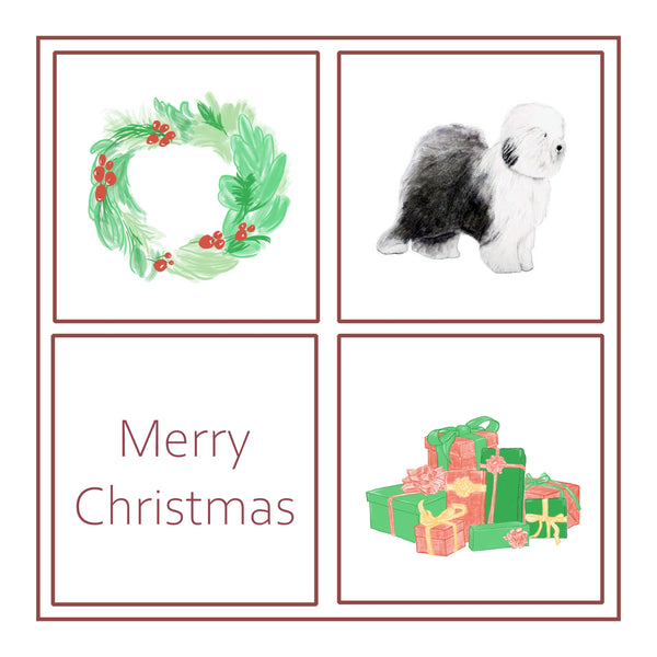 Old English Sheepdog Christmas Card Choice of 3