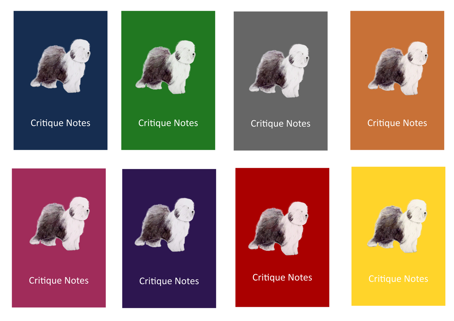 Old English Sheepdog Dog Show Judging Critique Notes Book A5