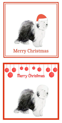 Old English Sheepdog Christmas Cards Pack of 6