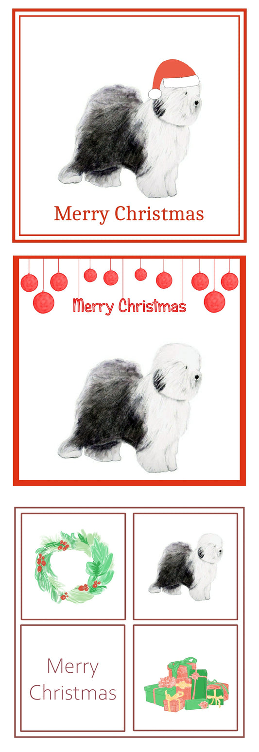 Old English Sheepdog Christmas Card Choice of 3