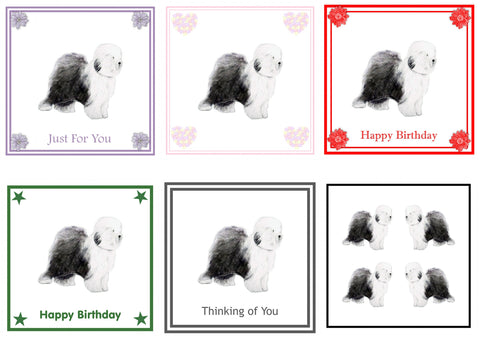 Old English Sheepdog Greeting Card Choice of 6 Designs BIRTHDAY, THINKING OF YOU, BLANK