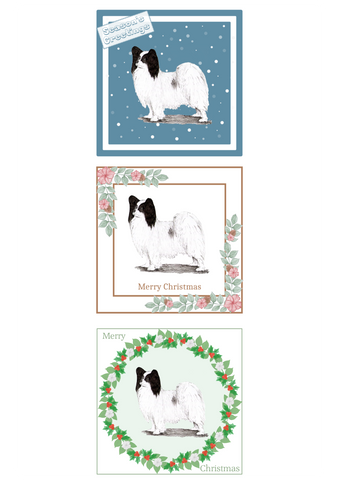 Papillon Christmas Card Choice of 3 Card Designs Single or Multi Pack