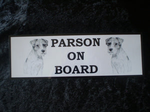 Parson Russell Terrier On Board Car Sign