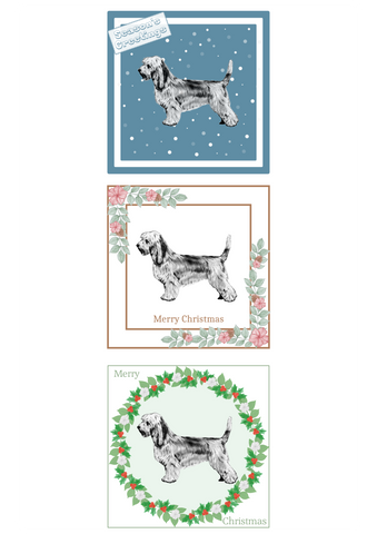 PBGV Christmas Card Choice of 3 Card Designs Single or Multi Pack