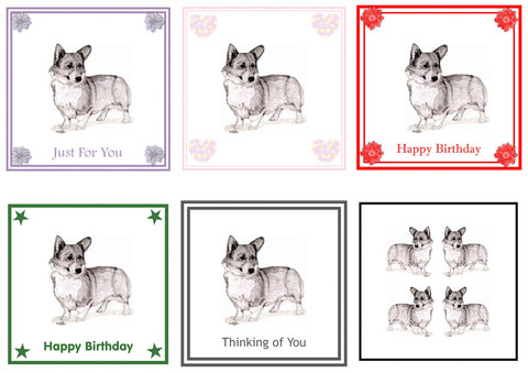 Pembroke Corgi Greeting Card Choice of 6 Designs BIRTHDAY, THINKING OF YOU, BLANK