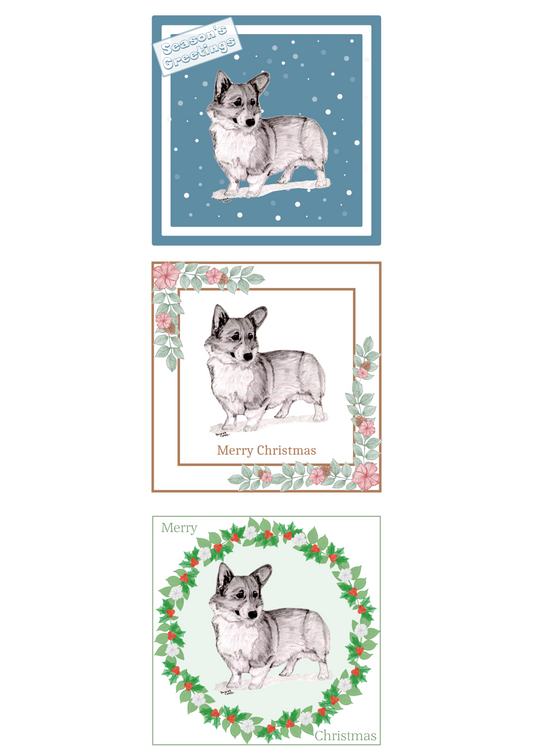 Pembroke Welsh Corgi Christmas Card Choice of 3 Card Designs Single or Multi Pack