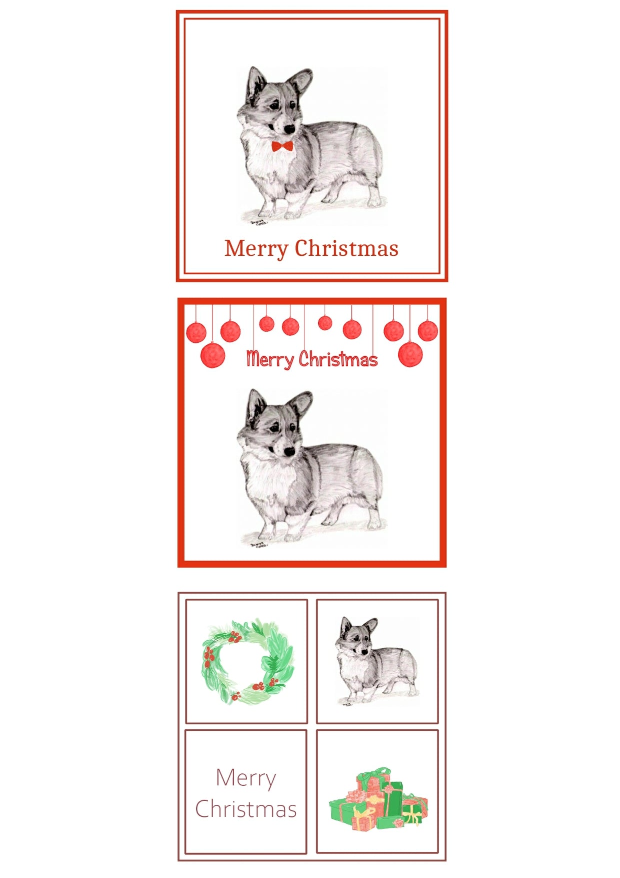 Pembroke Welsh Corgi Christmas Card Choice of 3