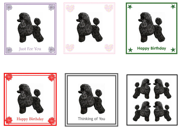 Poodle Greeting Card Choice of 6 Designs BIRTHDAY, THINKING OF YOU, BLANK