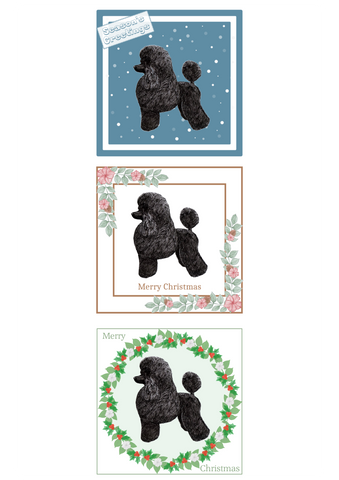 Poodle Christmas Card Choice of 3 Card Designs Single or Multi Pack