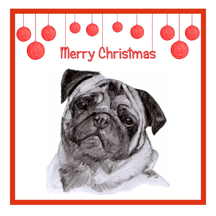 Pug Christmas Cards Pack of 6