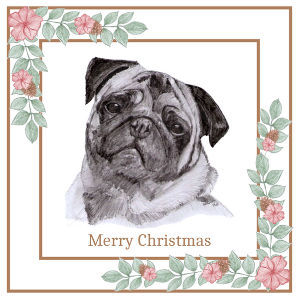 Pug Christmas Card Choice of 3 Card Designs Single or Multi Pack