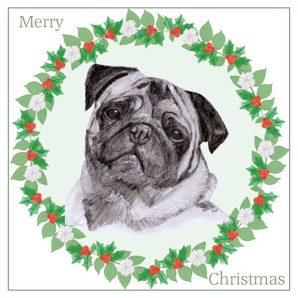 Pug Christmas Card Choice of 3 Card Designs Single or Multi Pack