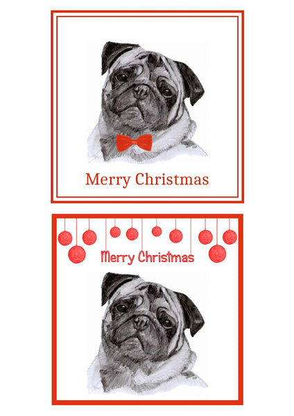 Pug Christmas Cards Pack of 6