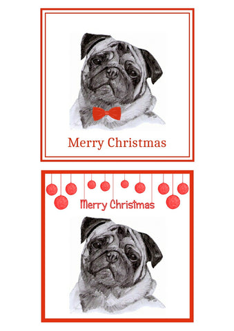 Pug Christmas Cards Pack of 6