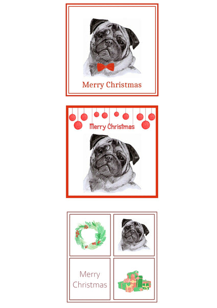 Pug Christmas Card Choice of 3