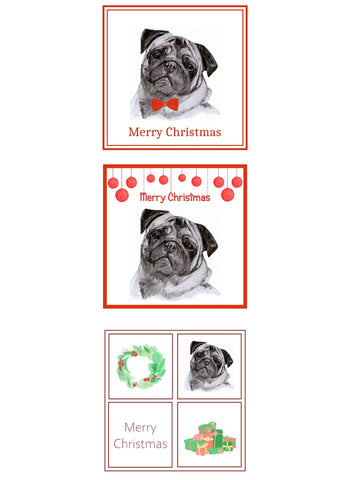 Pug Christmas Card Choice of 3