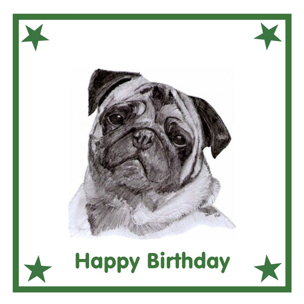 Pug Greeting Card Choice of 6 Designs BIRTHDAY, THINKING OF YOU, BLANK