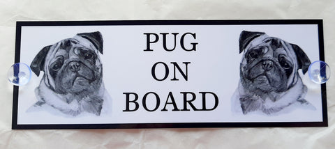 Pug On Board Car Sign