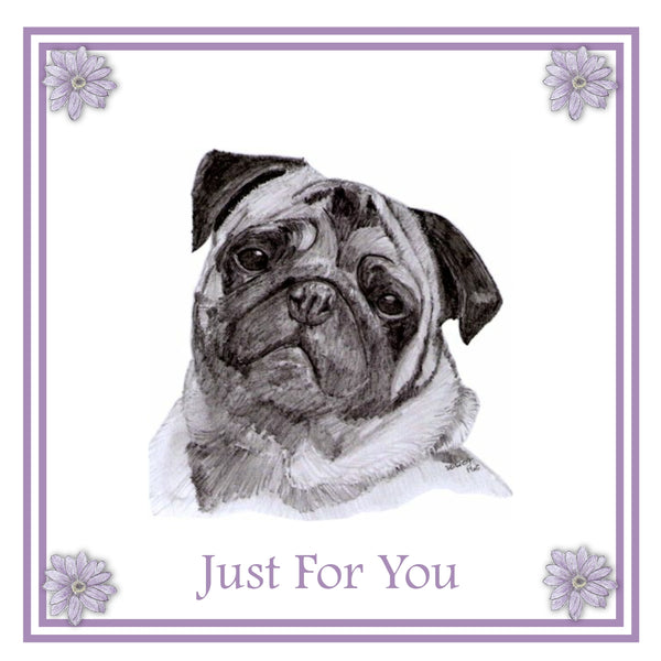 Pug Greeting Card Choice of 6 Designs BIRTHDAY, THINKING OF YOU, BLANK