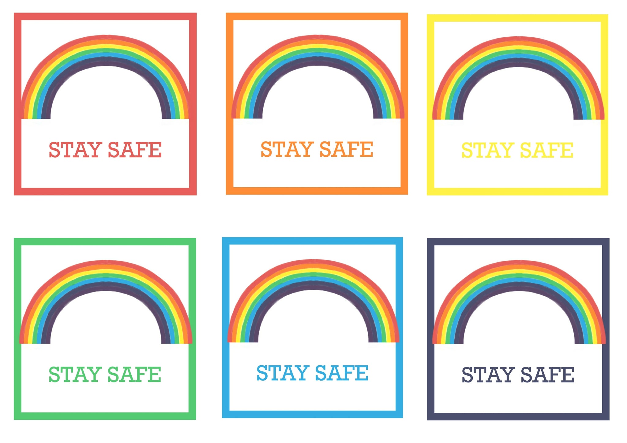 Rainbow Stay Safe Card by Curiosity Crafts PERSONALISATION AVAILABLE