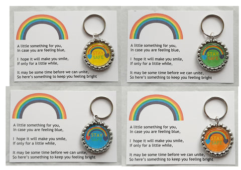 Rainbow Stay Safe Keyring *CHOICE OF COLOURS* Personalisation available
