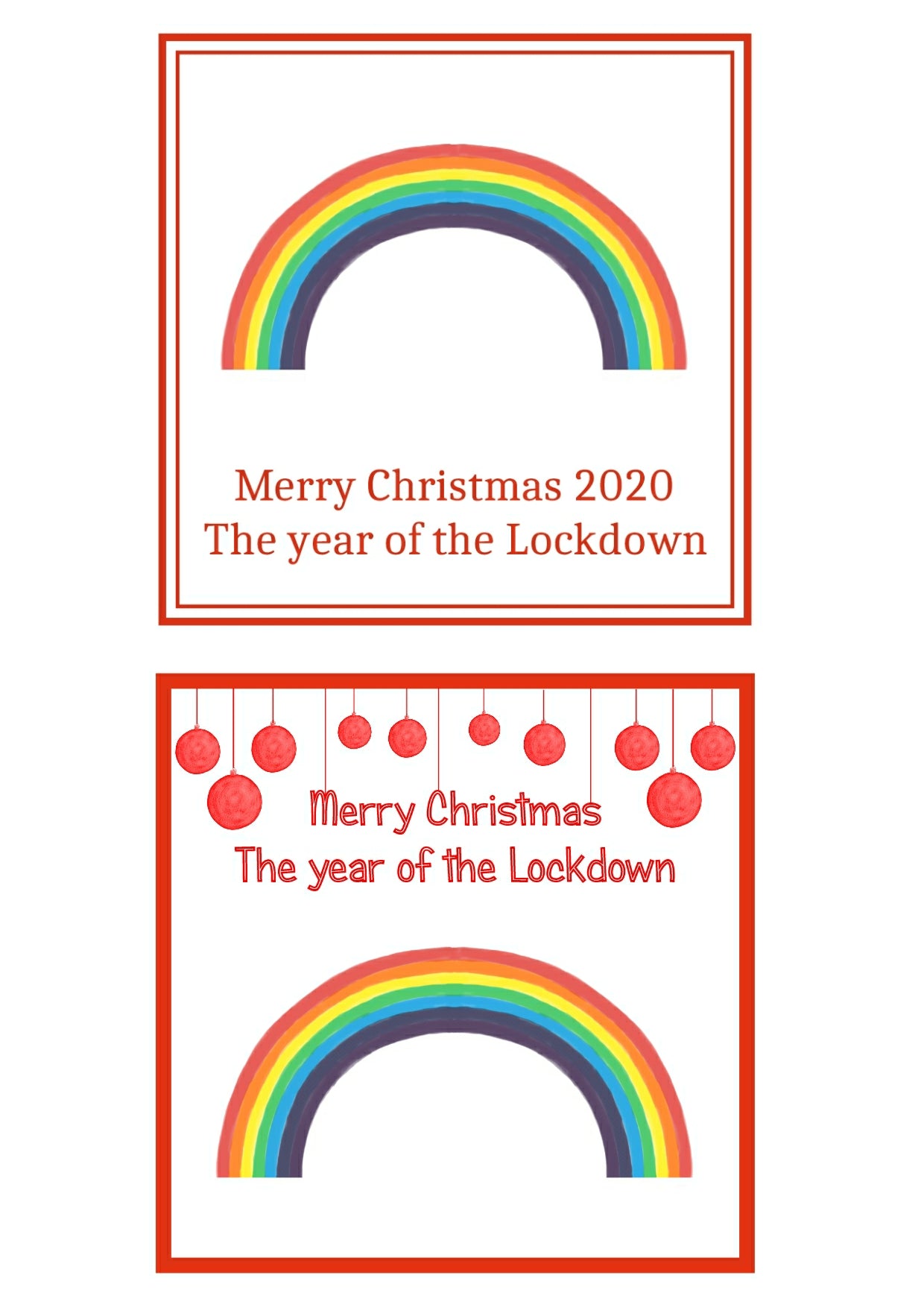 Rainbow The year of the Lockdown Christmas Card Pack of 6 by Curiosity Crafts