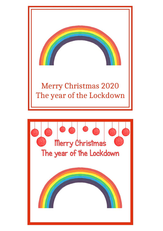 Rainbow The year of the Lockdown Christmas Card Pack of 6 by Curiosity Crafts