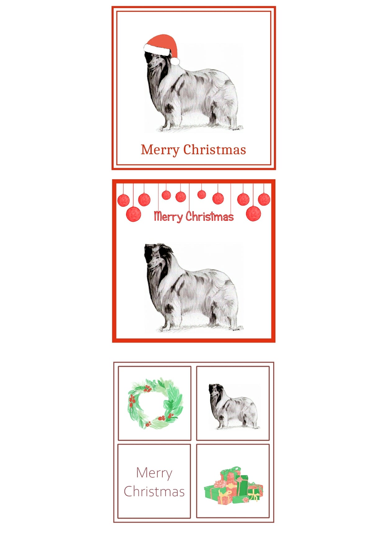 Rough Collie Christmas Card Choice of 3