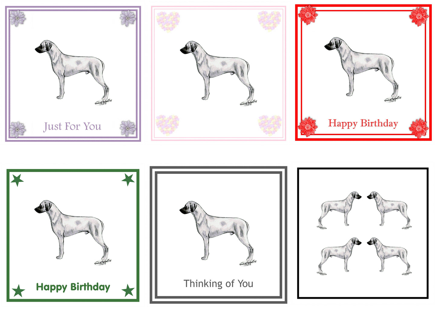 Rhodesian Ridgeback Greeting Card Choice of 6 Designs BIRTHDAY, THINKING OF YOU, BLANK