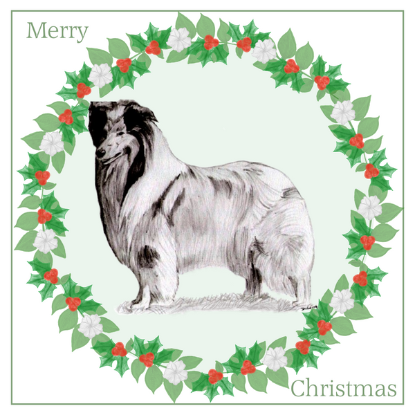 Rough Collie Christmas Card Choice of 3 Card Designs Single or Multi Pack