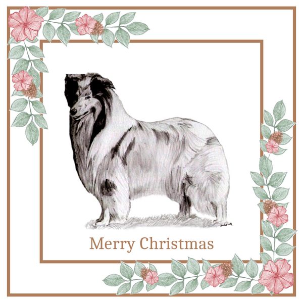 Rough Collie Christmas Card Choice of 3 Card Designs Single or Multi Pack