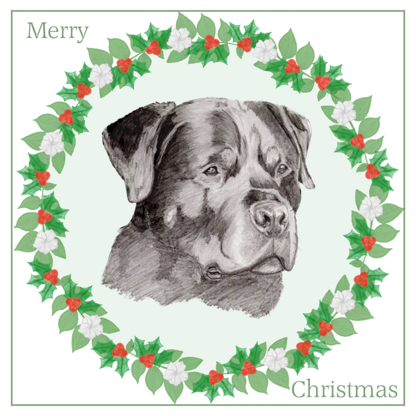 Rottweiler Christmas Card Choice of 3 Card Designs Single or Multi Pack