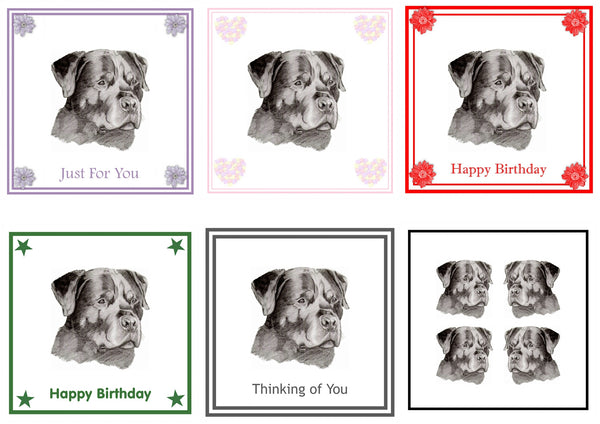 Rottweiler Greeting Card Choice of 6 Designs BIRTHDAY, THINKING OF YOU, BLANK