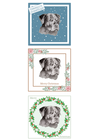 Rottweiler Christmas Card Choice of 3 Card Designs Single or Multi Pack