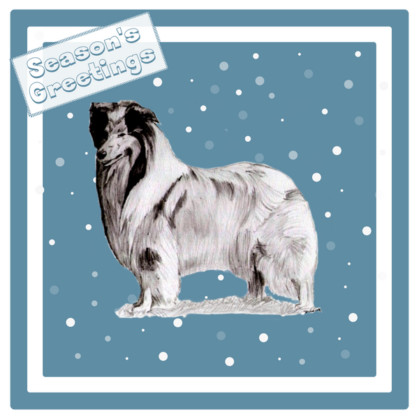 Rough Collie Christmas Card Choice of 3 Card Designs Single or Multi Pack