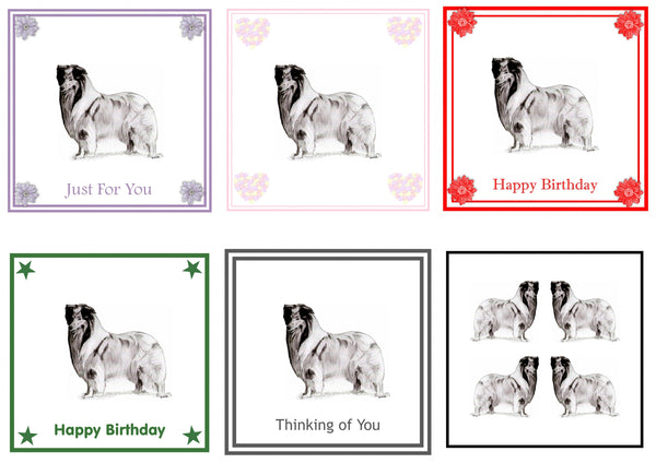 Rough Collie Greeting Card Choice of 6 Designs BIRTHDAY, THINKING OF YOU, BLANK