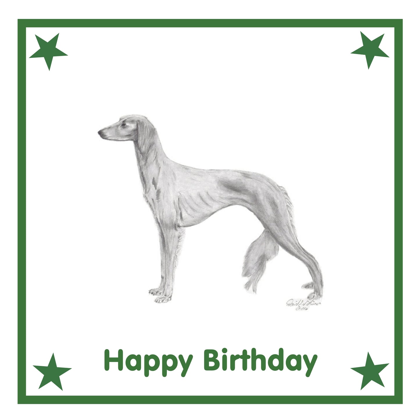 Saluki Greeting Card Choice of 6 Designs BIRTHDAY, THINKING OF YOU, BLANK