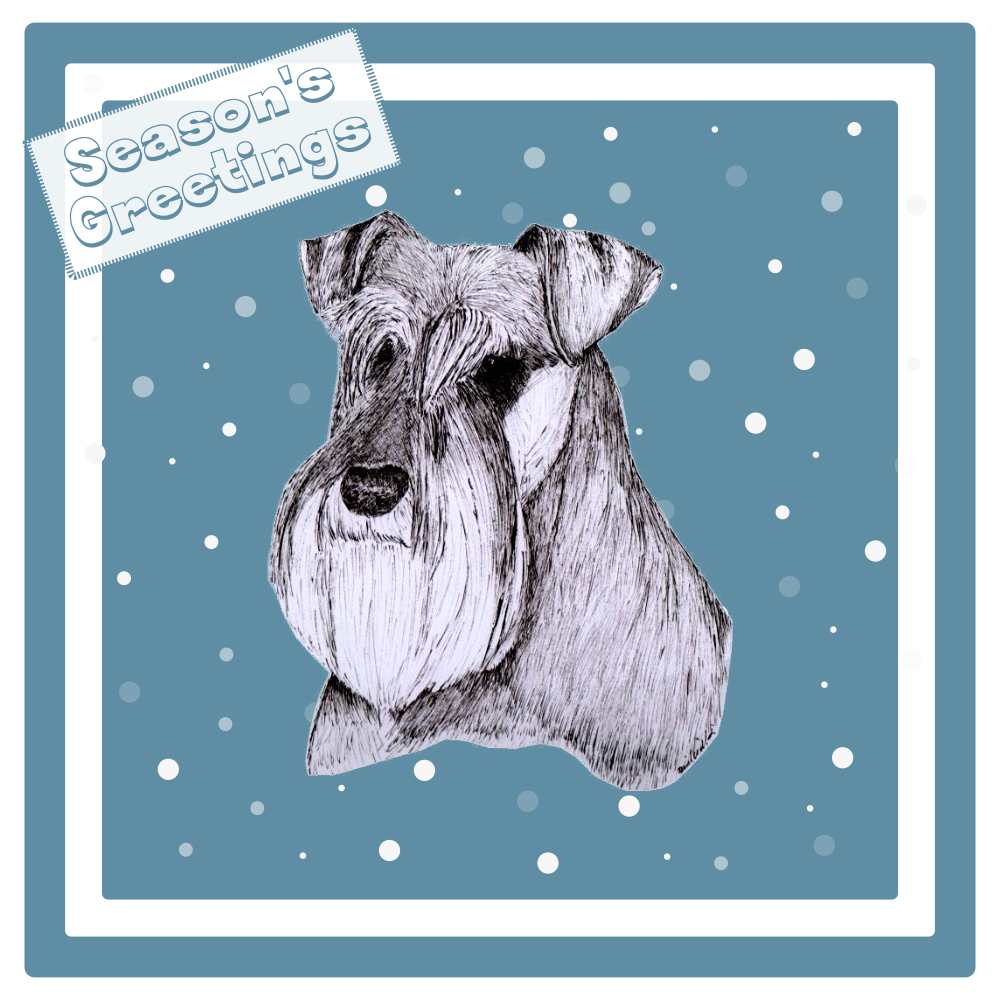 Schnauzer Christmas Card Choice of 3 Card Designs Single or Multi Pack