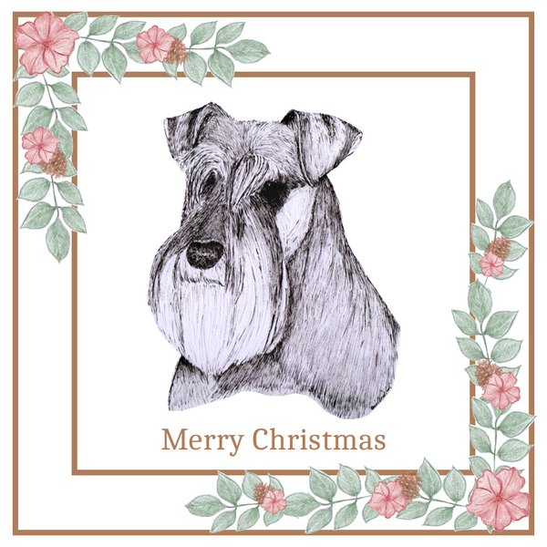 Schnauzer Christmas Card Choice of 3 Card Designs Single or Multi Pack