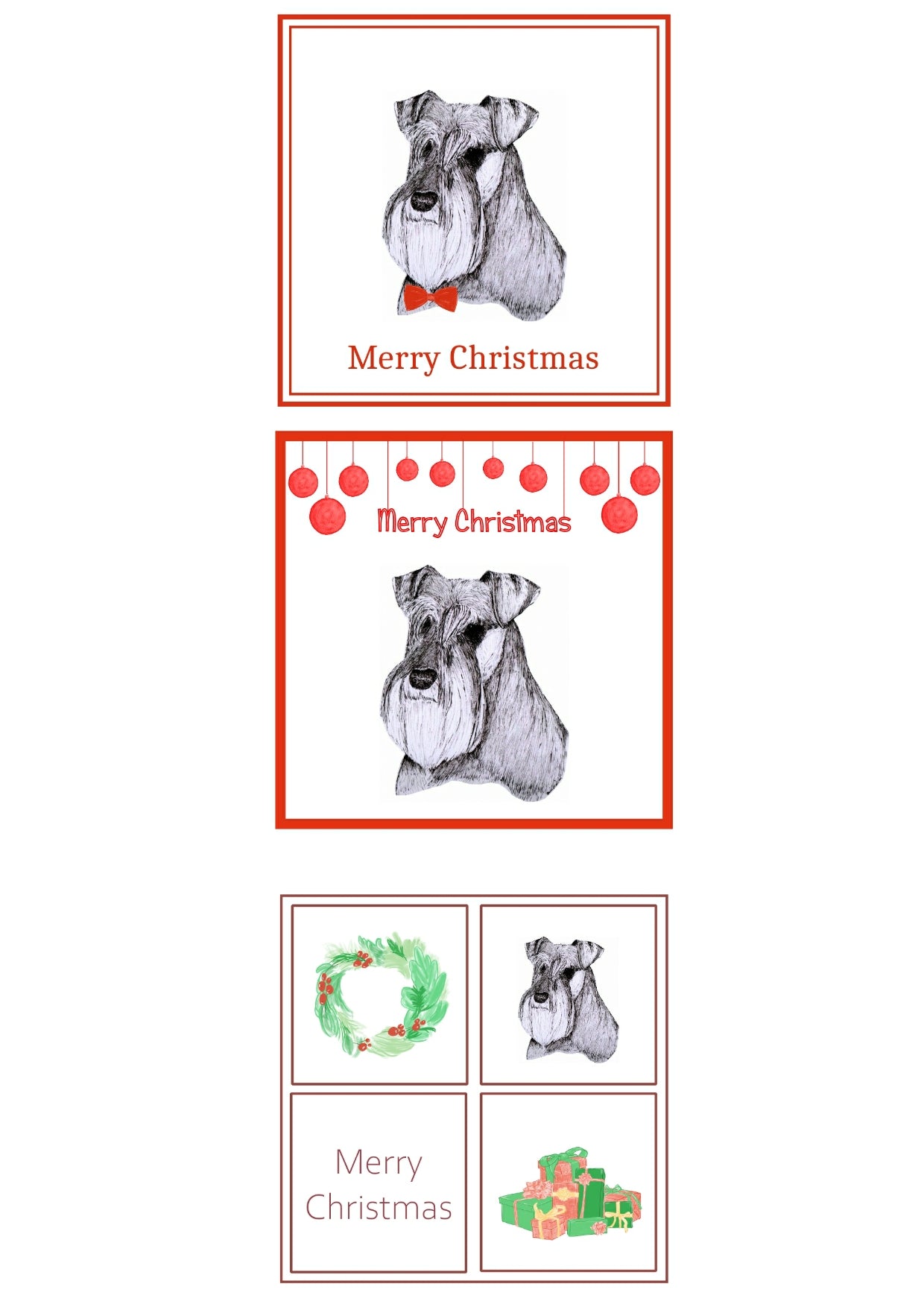 Schnauzer Christmas Card Choice of 3
