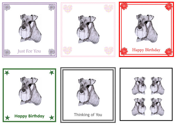 Schnauzer Greeting Card Choice of 6 Designs BIRTHDAY, THINKING OF YOU, BLANK